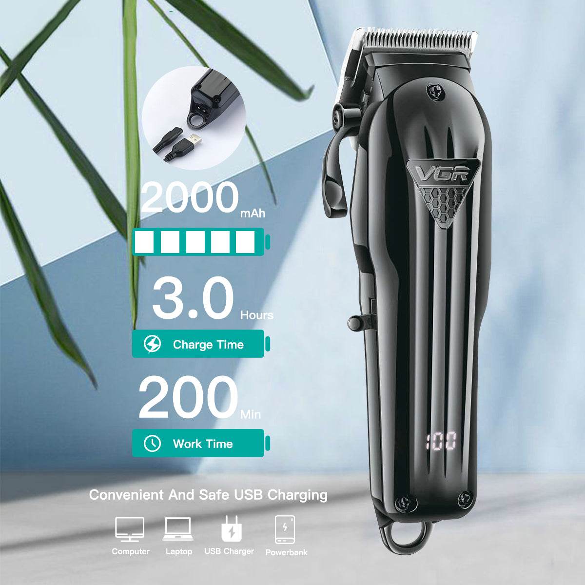Electric Hair Clipper Fine Adjustment Gradual Change Electric Hair Salon Usb Rechargeable Household Electric Hair Clipper - Afrotix