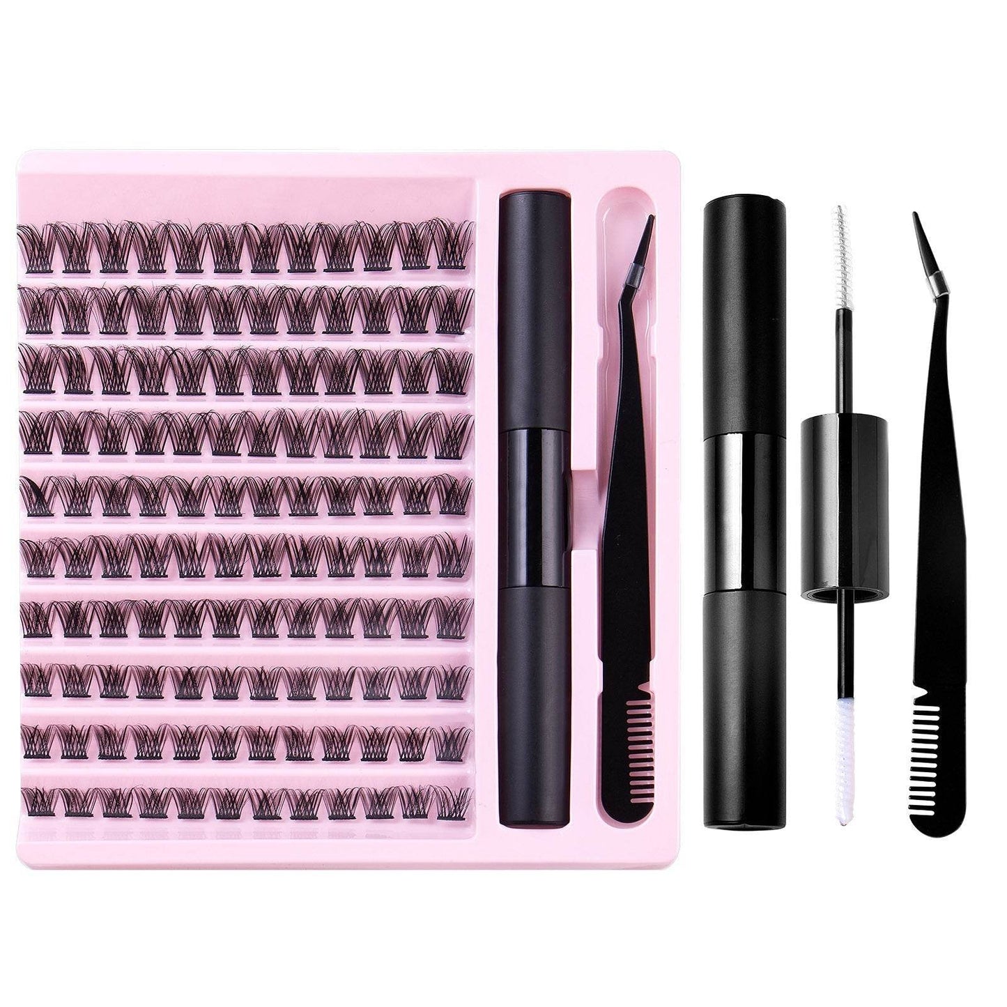 Kit DIY Extensions de Cils – Set Privé avec Clusters, Colle et Pince - Afrotix