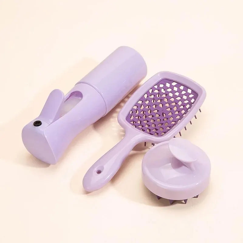 Hollow Comb Set With Spray Bottle 200ml Hair Care Product Set Silicone Shampoo Head Scalp Massage Brush eprolo
