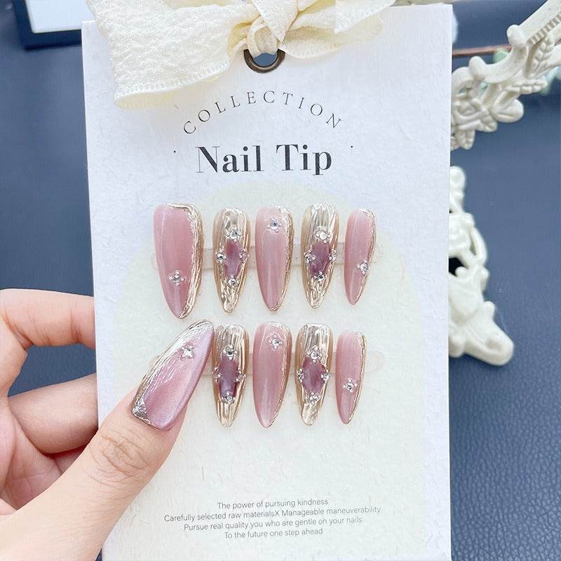 Manucure Automne et Hiver Cristal Œil de Chat Long et Pointu Amovible - Afrotix