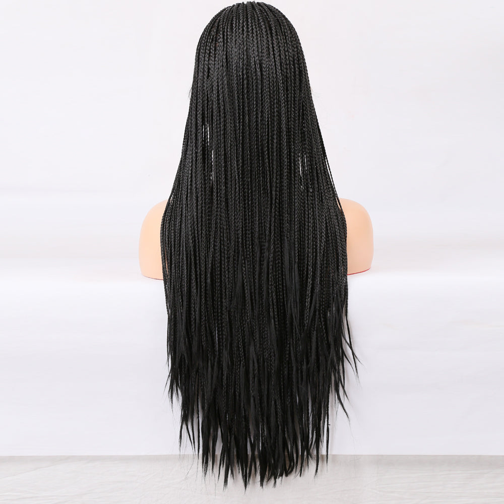 Perruque Front Lace Tressée - Cheveux Noires - Perruque Box Braid Synthétique Longue