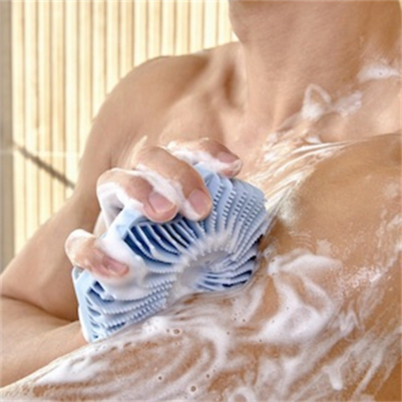 Brosse de massage de bain polygonale portable en silicone