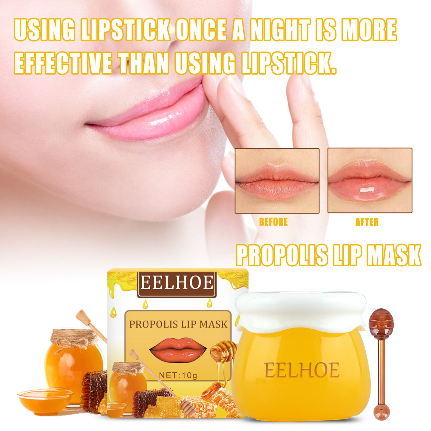 Strawberry Honey Lip Mask With Lip Brush Moisturizing Lip Mask Desalt Lip Color Moisturize Light Lip Lines Are Not Greasy And Easy To Absorb eprolo
