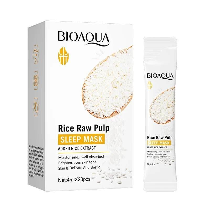 20pcs Masques de Sommeil Éclaircissant Raffermissant Hydratant à la pulpe de riz brut, - Afrotix