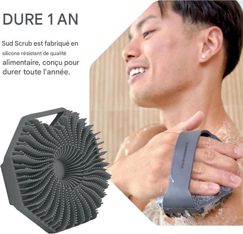 Brosse de massage de bain polygonale portable en silicone