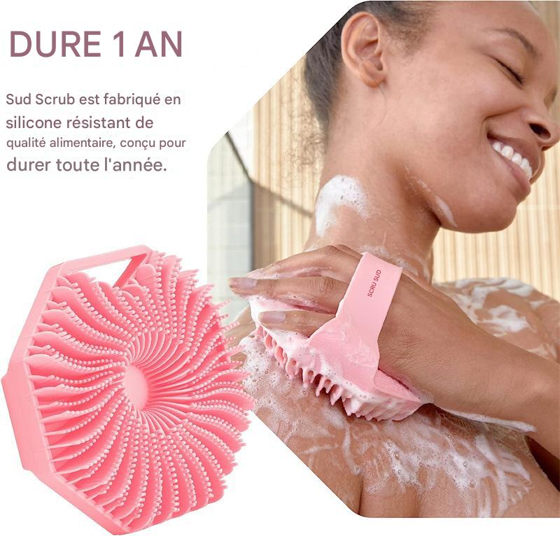 Brosse de massage de bain polygonale portable en silicone