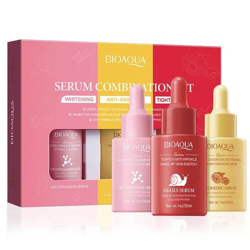 3 sérums pour le visage combinant vitamine C, rétinol et acide hyaluronique, - Afrotix