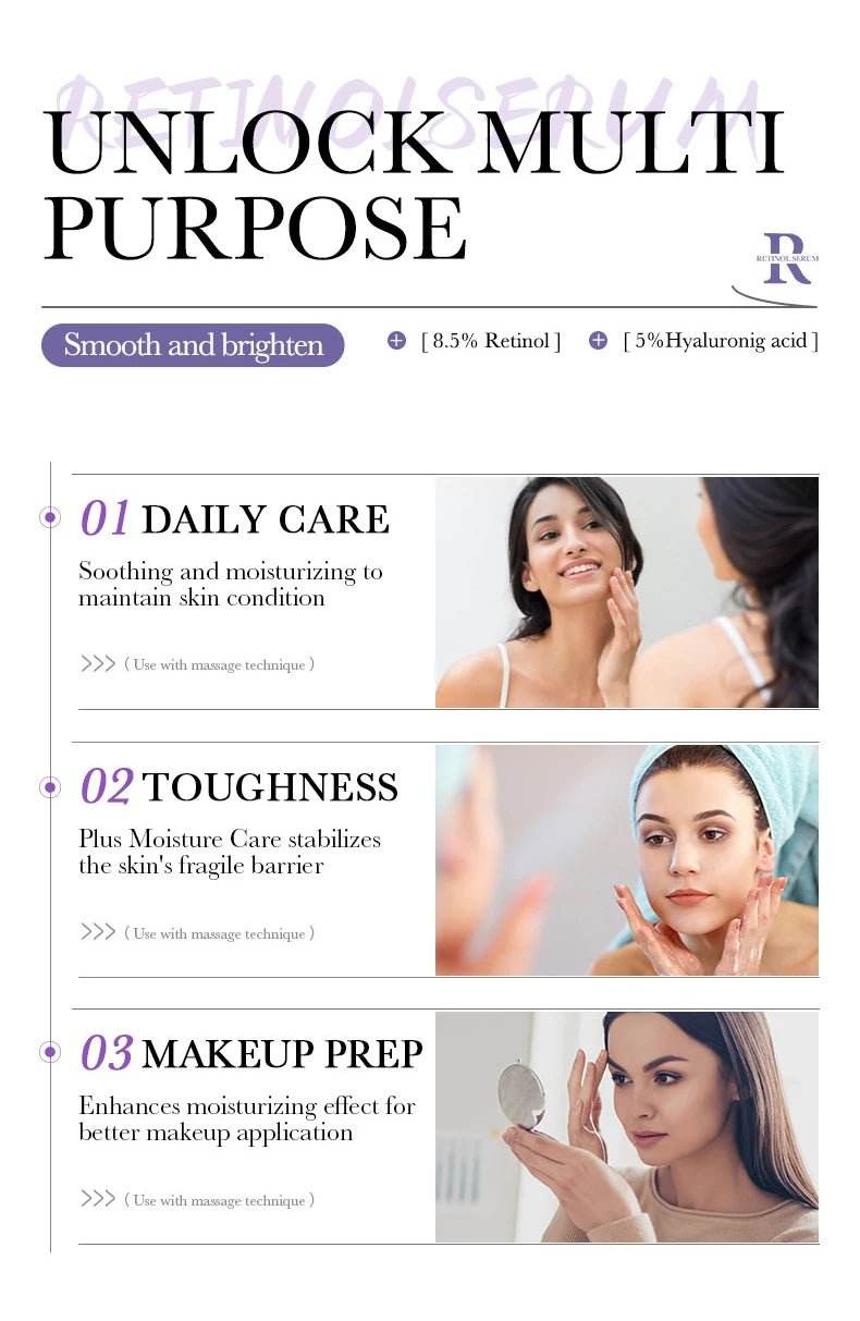 3 sérums pour le visage combinant vitamine C, rétinol et acide hyaluronique, - Afrotix