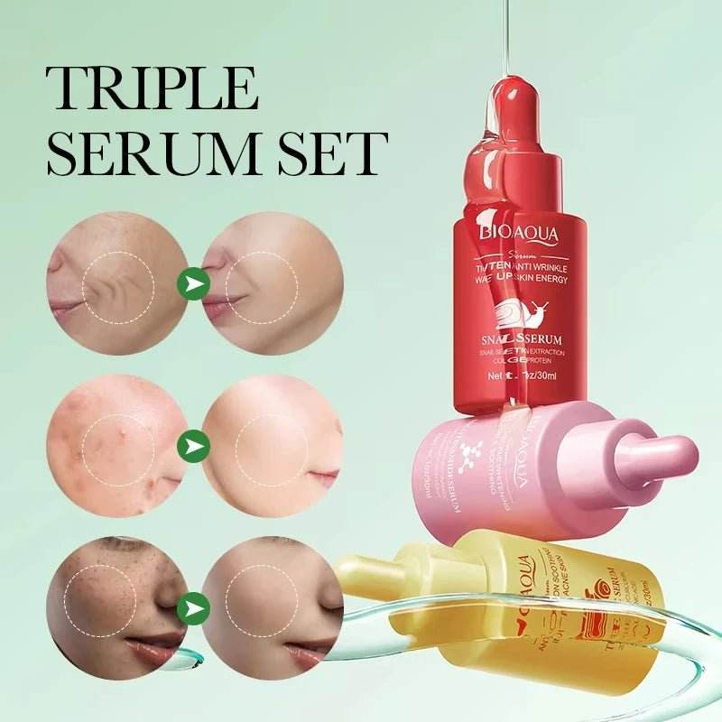 3 sérums pour le visage combinant vitamine C, rétinol et acide hyaluronique, - Afrotix