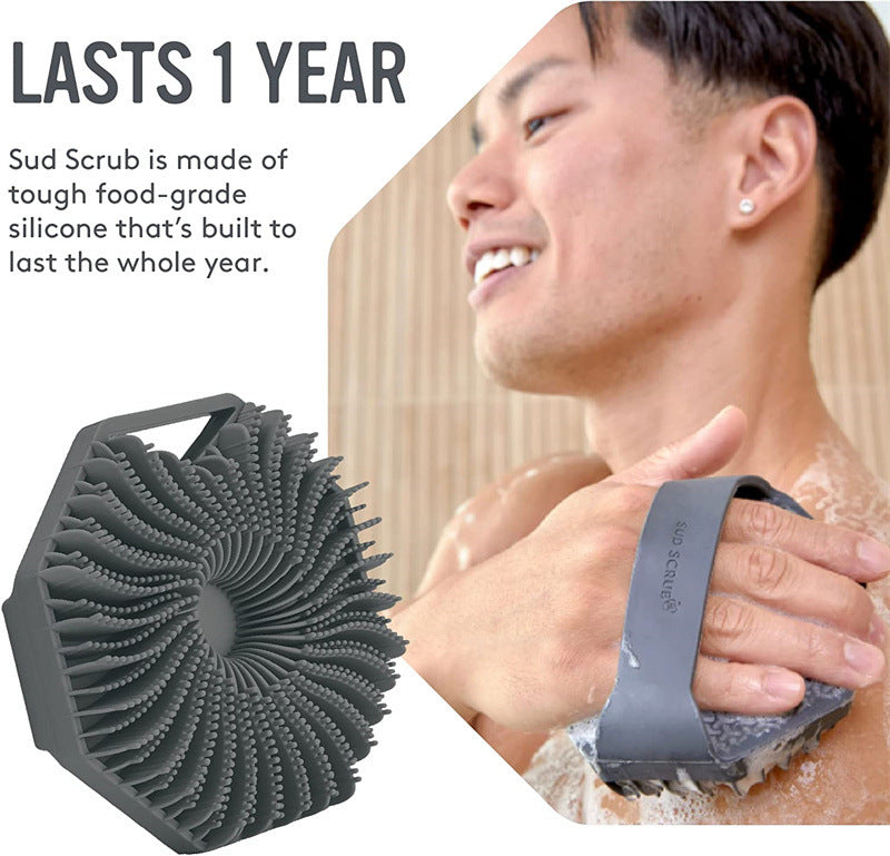 Brosse de massage de bain polygonale portable en silicone