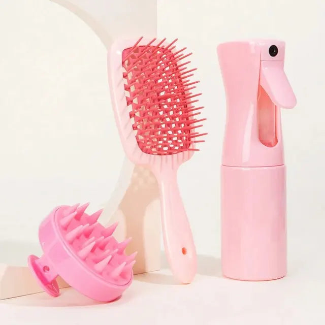 Hollow Comb Set With Spray Bottle 200ml Hair Care Product Set Silicone Shampoo Head Scalp Massage Brush eprolo
