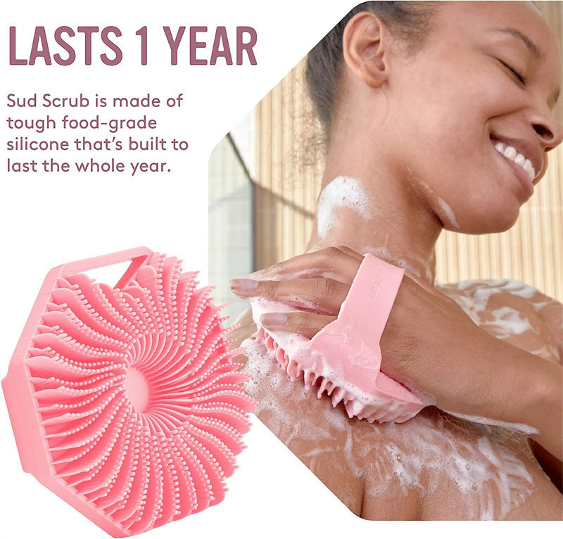 Brosse de massage de bain polygonale portable en silicone