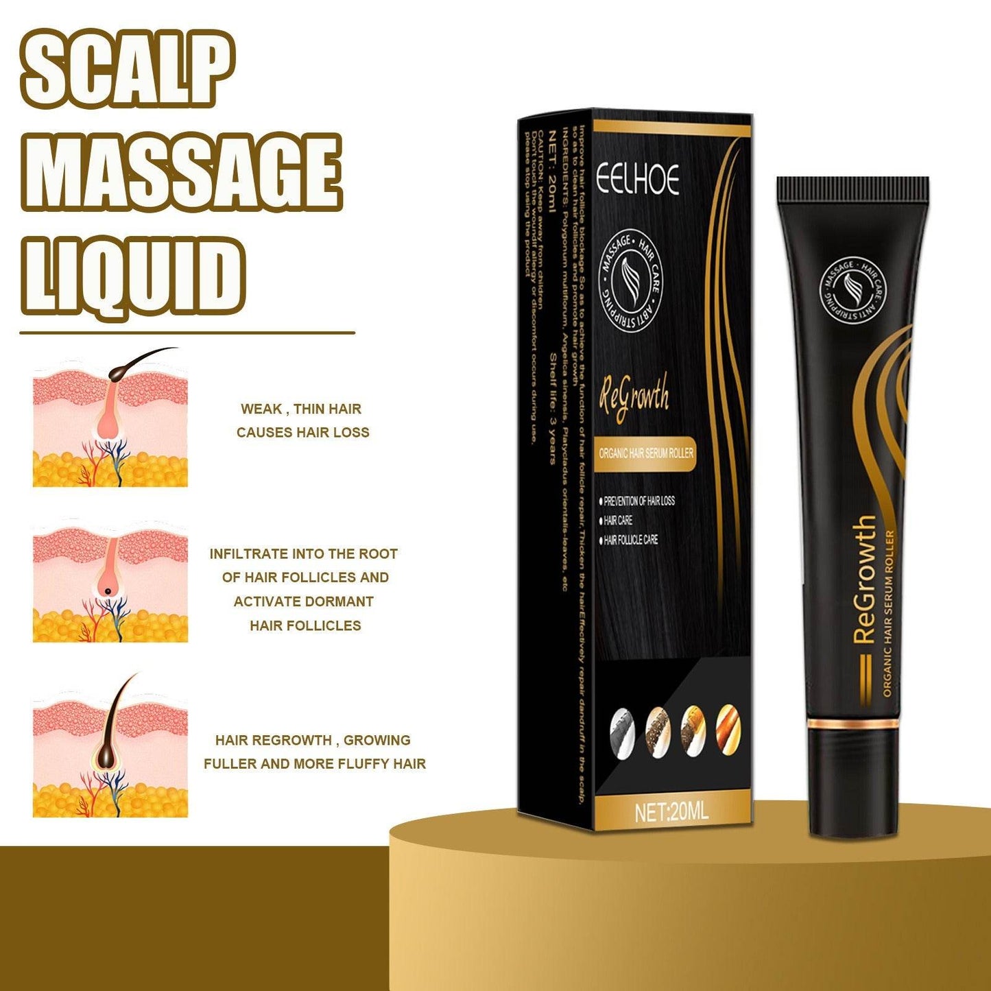 EELHOE Ball Bearing Dense Hair Essential Oil Thick Sparse Hair Bead Massage Scalp Care Fluid To Prevent The Loss Of Essential Oil - Afrotix