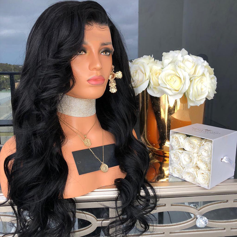 Hair Body Wave Lace Front Wigs for Women Black Color Synthetic Hair Glueless Lace Wigs with Natural Hairline eprolo