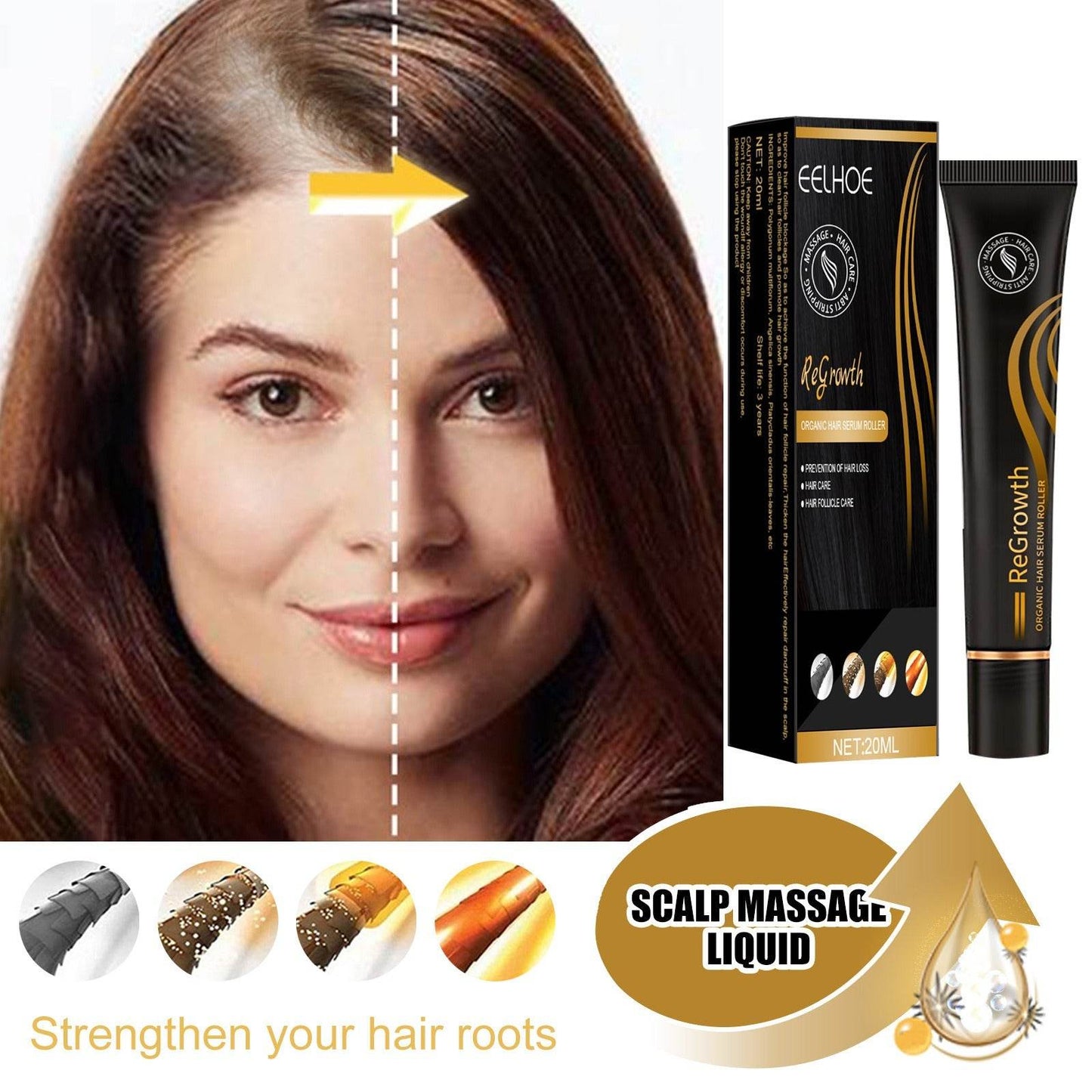EELHOE Ball Bearing Dense Hair Essential Oil Thick Sparse Hair Bead Massage Scalp Care Fluid To Prevent The Loss Of Essential Oil - Afrotix