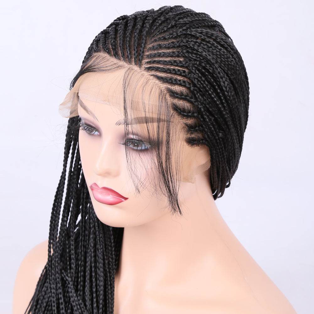 Perruque Front Lace Tressée - Cheveux Noires - Perruque Box Braid Synthétique Longue - Afrotix