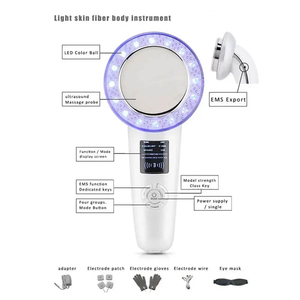 6-in-1 EMS Body Slimming Massager: RF Ultrasonic Cavitation & Anti-Cellulite Fat Burner - Afrotix