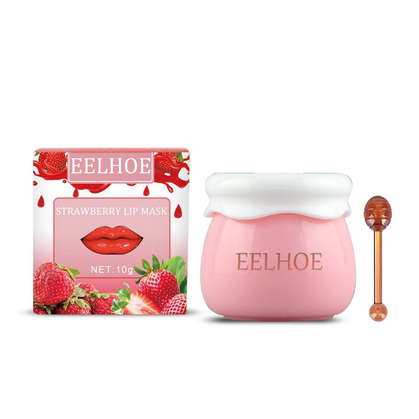 Strawberry Honey Lip Mask With Lip Brush Moisturizing Lip Mask Desalt Lip Color Moisturize Light Lip Lines Are Not Greasy And Easy To Absorb - Afrotix