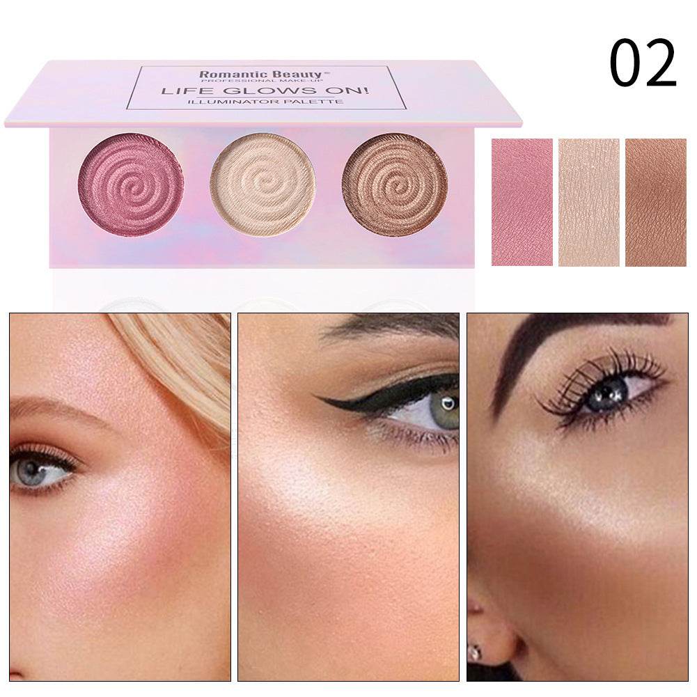 Romantic Beauty - Palette de Surligneurs en Poudre Cuite Tricolore - Afrotix