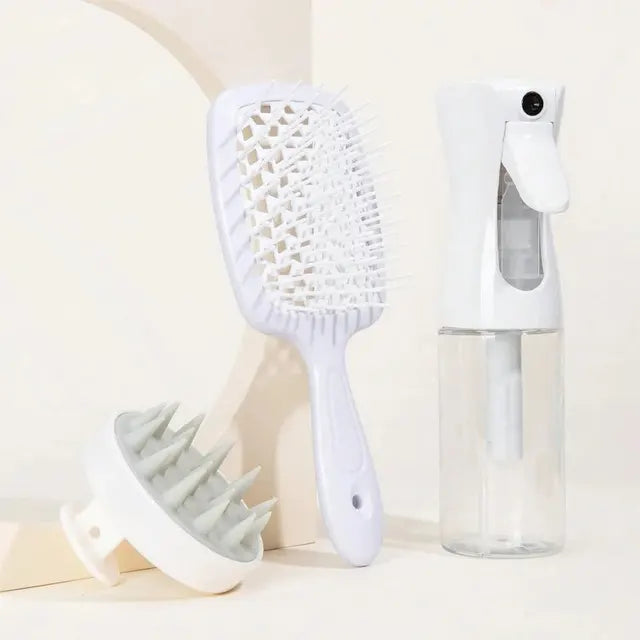 Hollow Comb Set With Spray Bottle 200ml Hair Care Product Set Silicone Shampoo Head Scalp Massage Brush eprolo