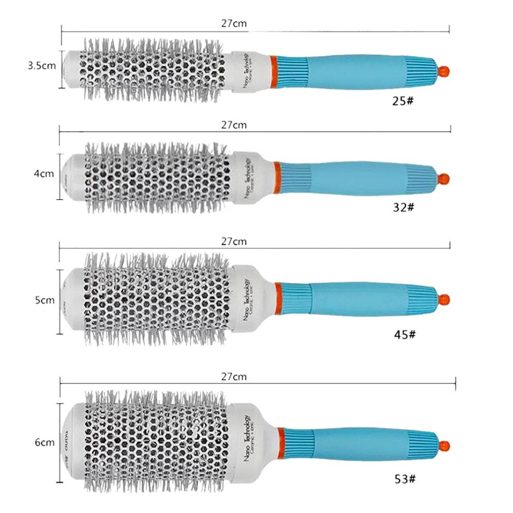 Brosse à Cheveux Professionnelle Ronde Bleue – Brosse Céramique Ionique pour Coiffure Salon - Afrotix