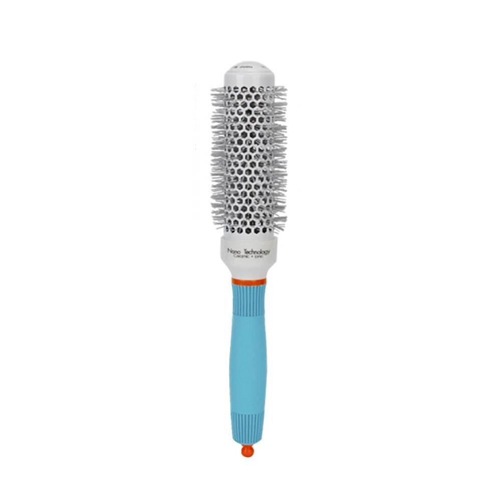 Brosse à Cheveux Professionnelle Ronde Bleue – Brosse Céramique Ionique pour Coiffure Salon - Afrotix