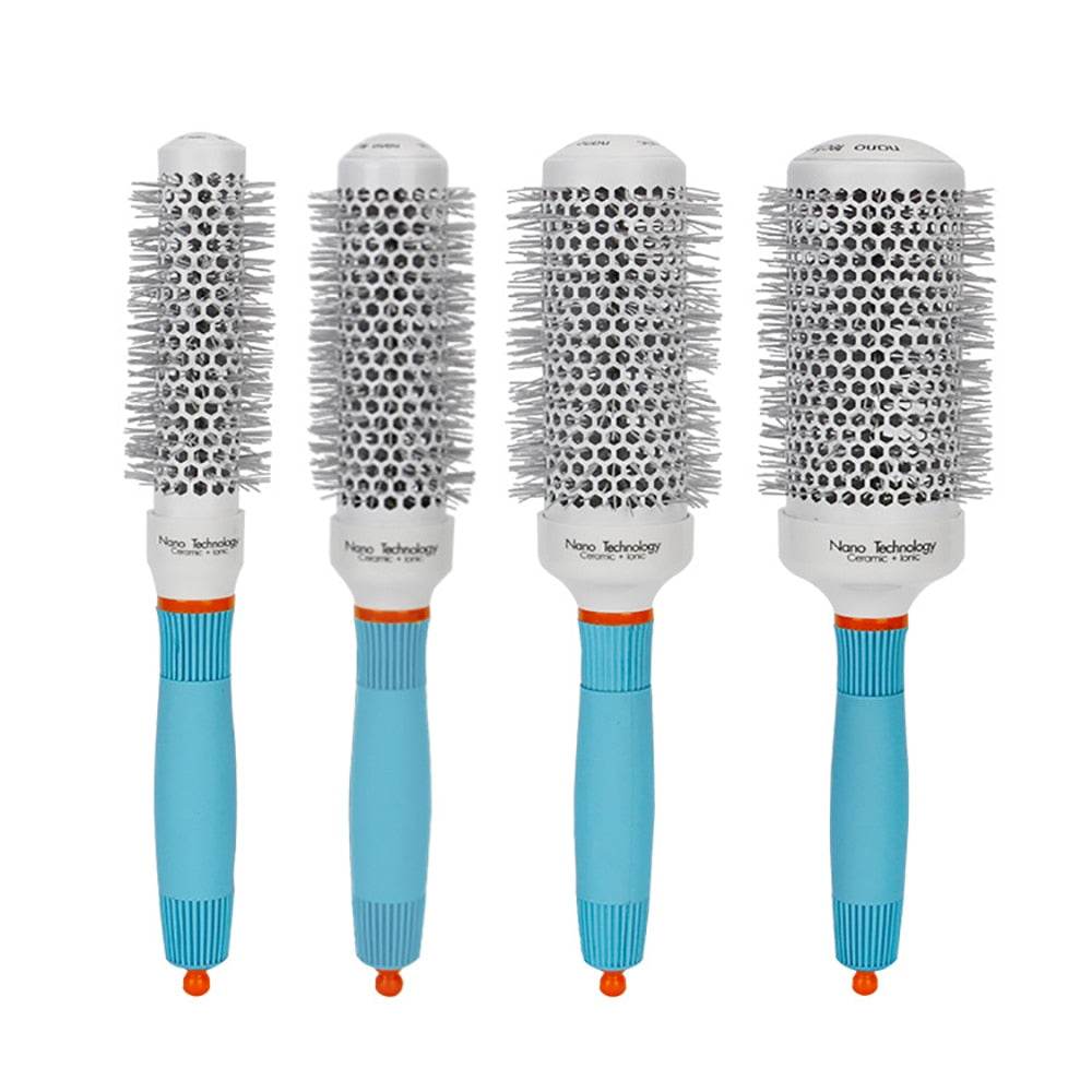 Brosse à Cheveux Professionnelle Ronde Bleue – Brosse Céramique Ionique pour Coiffure Salon - Afrotix