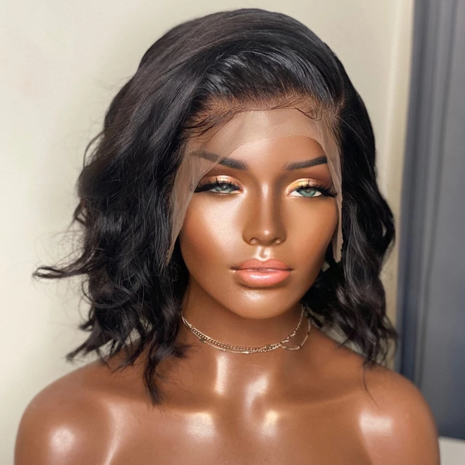 Black Big Wave Wig Chemical Fiber Front Lace Short Curly Hair Matte High Temperature Silk Headgear eprolo
