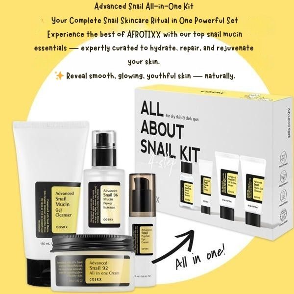 Coffret "Essentiel mucine d'escargot" en 4 étapes. Afrotix