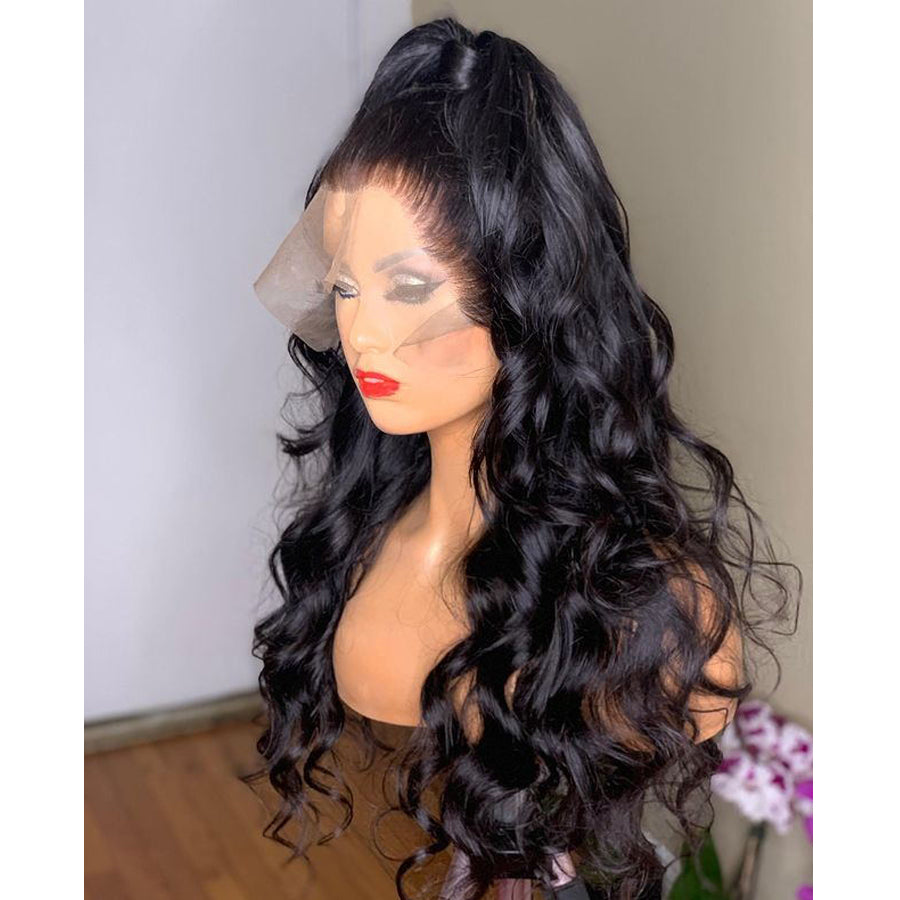 Wig Natural Transition Wig Black Big Wave Chemical Fiber Front Lace Long Curly Hair High Temperature Silk Headgear eprolo