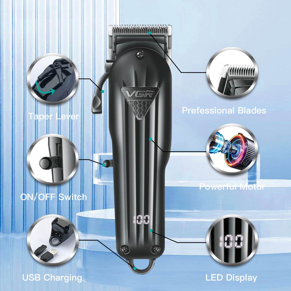 Electric Hair Clipper Fine Adjustment Gradual Change Electric Hair Salon Usb Rechargeable Household Electric Hair Clipper - Afrotix
