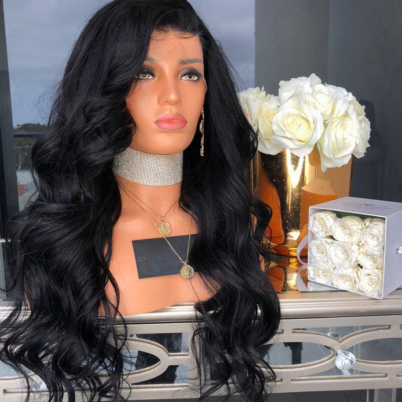 Hair Body Wave Lace Front Wigs for Women Black Color Synthetic Hair Glueless Lace Wigs with Natural Hairline eprolo