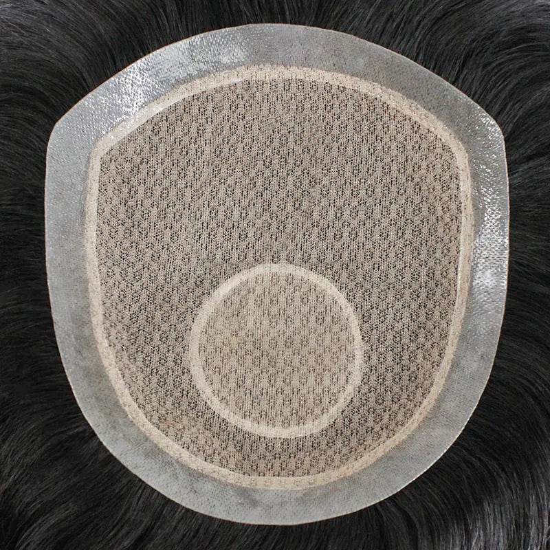 Cuir chevelu biologique Perruque Hommes Réédition Pièce Aiguille À Main Légère Et Respirante Pleine Main Tissée Cheveux Humains Pièce De Perruque - Afrotix