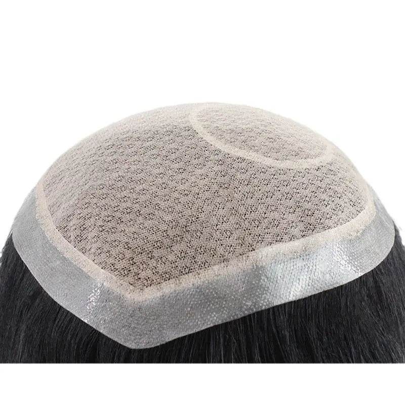 Cuir chevelu biologique Perruque Hommes Réédition Pièce Aiguille À Main Légère Et Respirante Pleine Main Tissée Cheveux Humains Pièce De Perruque - Afrotix