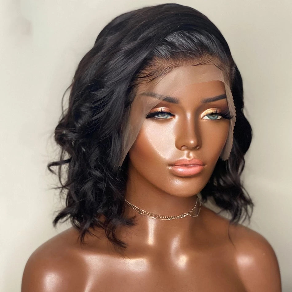 Black Big Wave Wig Chemical Fiber Front Lace Short Curly Hair Matte High Temperature Silk Headgear eprolo