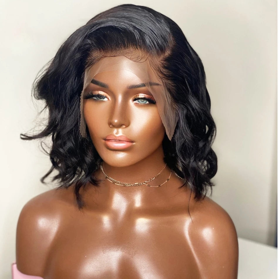Black Big Wave Wig Chemical Fiber Front Lace Short Curly Hair Matte High Temperature Silk Headgear eprolo