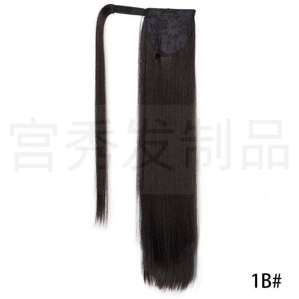 European And American Wig Ponytail Straight Hair Hair Extension Velcro Chemical Fiber Ponytail Female Fake Discovery Ponytail Hair - Afrotix