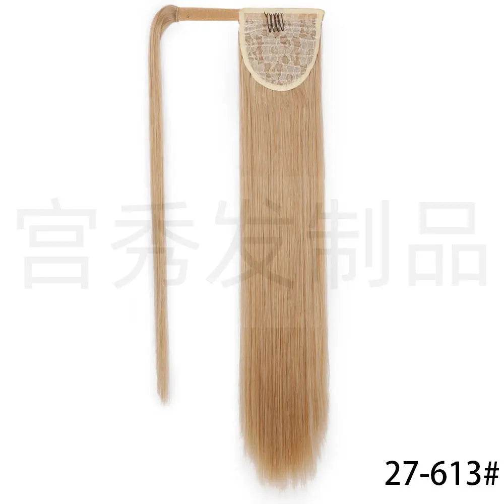 European And American Wig Ponytail Straight Hair Hair Extension Velcro Chemical Fiber Ponytail Female Fake Discovery Ponytail Hair - Afrotix