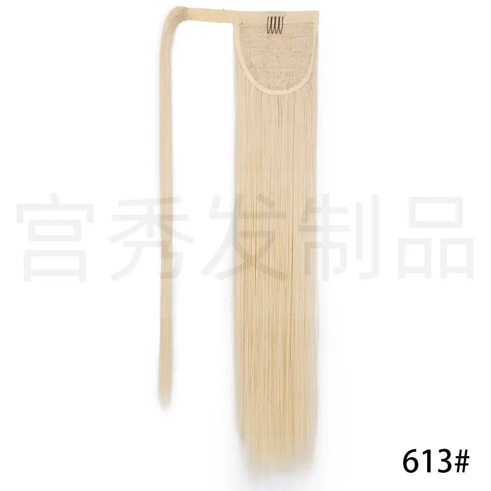 European And American Wig Ponytail Straight Hair Hair Extension Velcro Chemical Fiber Ponytail Female Fake Discovery Ponytail Hair - Afrotix