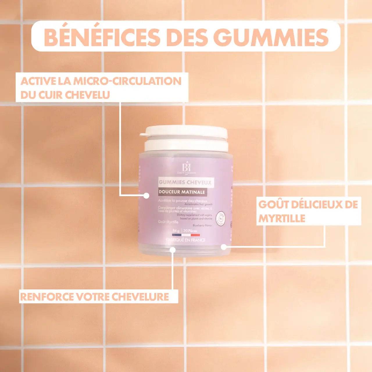 Gummies croissance capillaire Douceur Matinale 84g (cure 1 mois) - Afrotix