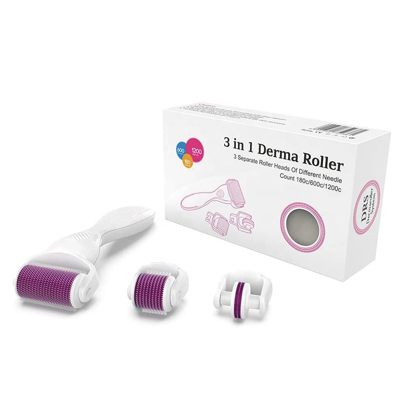 Serum Micro 3 in 1 Kit DRS Derma Roller 180 600 1200 Needles 3 Replacement Heads Microneedling Cosmetic Instrument eprolo