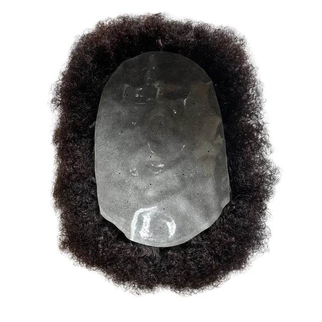 Hair Units For Black Men Hair Replacement System Thin PU Afro Toupee For African American Men European Human Hair Kinky Curly - Afrotix