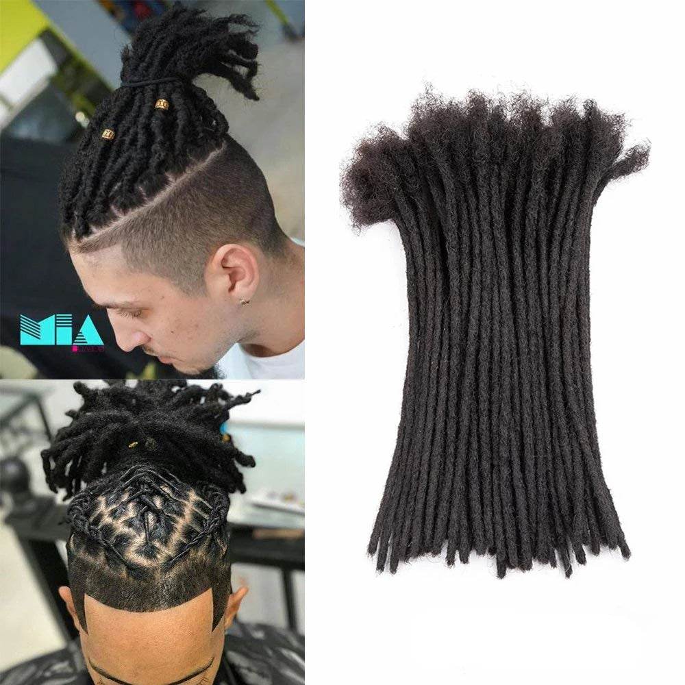 Handmade 100% Real Human Hair Dreadlock Extensions 10-30 Locs 0.6cm Width 613 27 Black Crochet Braiding Hair For Afro Women Men - Afrotix