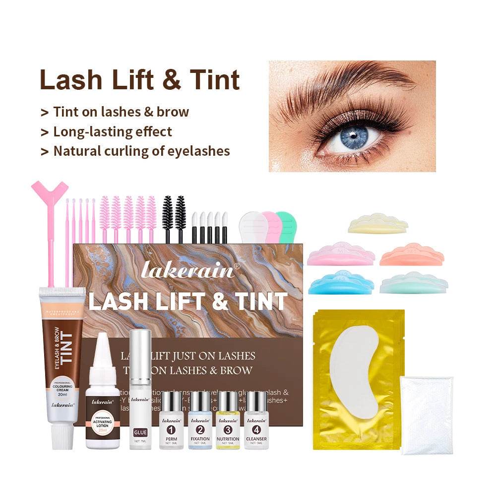 Lash Lift and Tint Kit Semi-permanent Brow 2 Colors Professional Brow Lamination Eyelash Lifting Perming Eyelash Eyebrow Makeup - Afrotix
