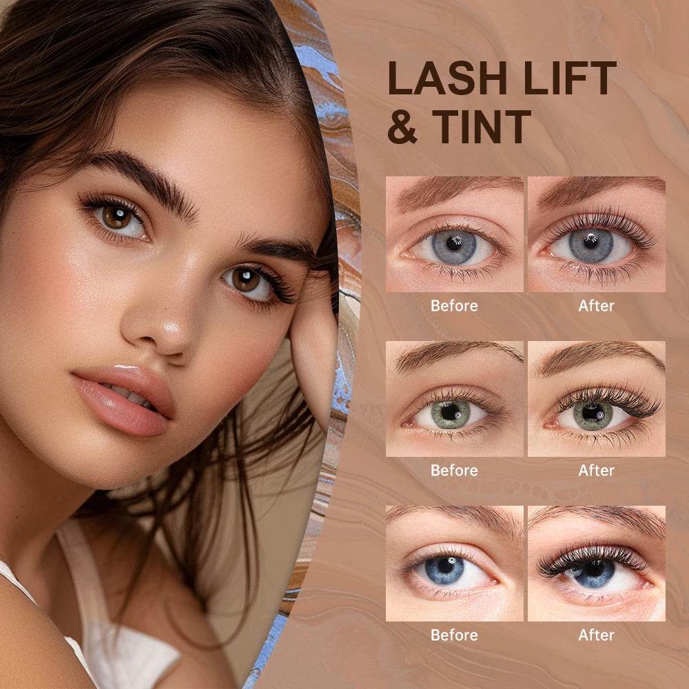 Lash Lift and Tint Kit Semi-permanent Brow 2 Colors Professional Brow Lamination Eyelash Lifting Perming Eyelash Eyebrow Makeup - Afrotix