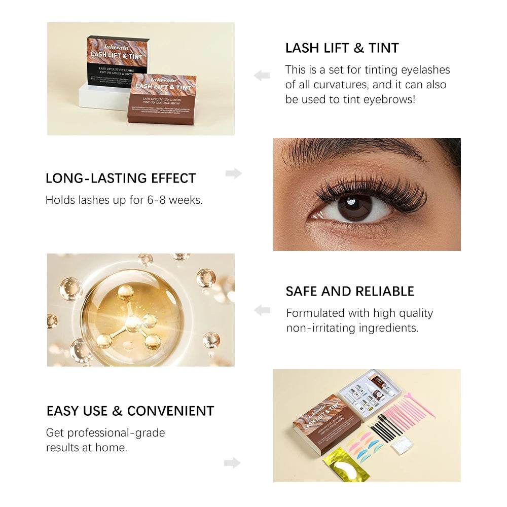 Lash Lift and Tint Kit Semi-permanent Brow 2 Colors Professional Brow Lamination Eyelash Lifting Perming Eyelash Eyebrow Makeup - Afrotix