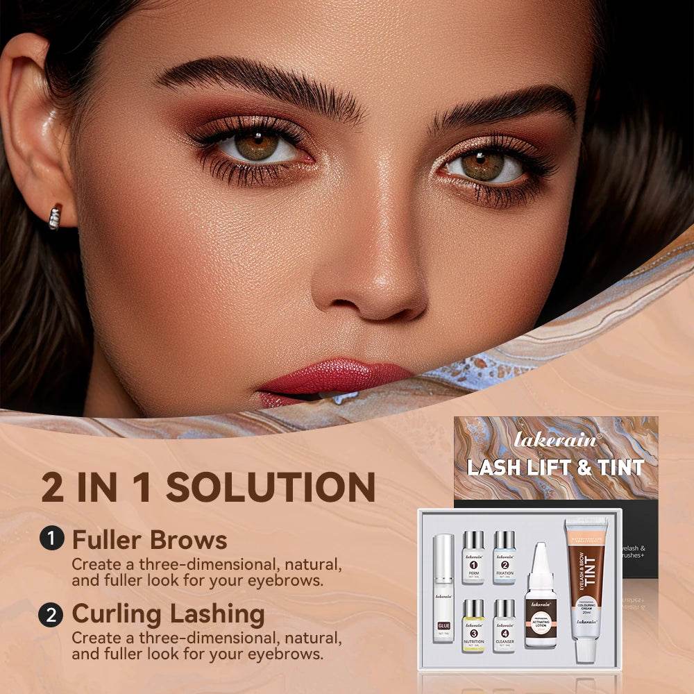 Lash Lift and Tint Kit Semi-permanent Brow 2 Colors Professional Brow Lamination Eyelash Lifting Perming Eyelash Eyebrow Makeup - Afrotix