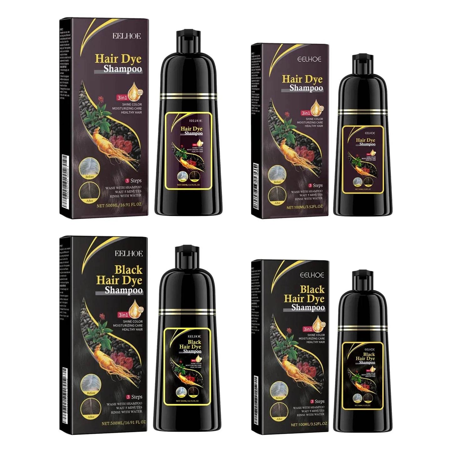 Natural Herbal Hair Dye Shampoo for Hair Loss Moisturizing Hair Darkening Strengthen Magic Polygonum Multiflorum Shampoo - Afrotix