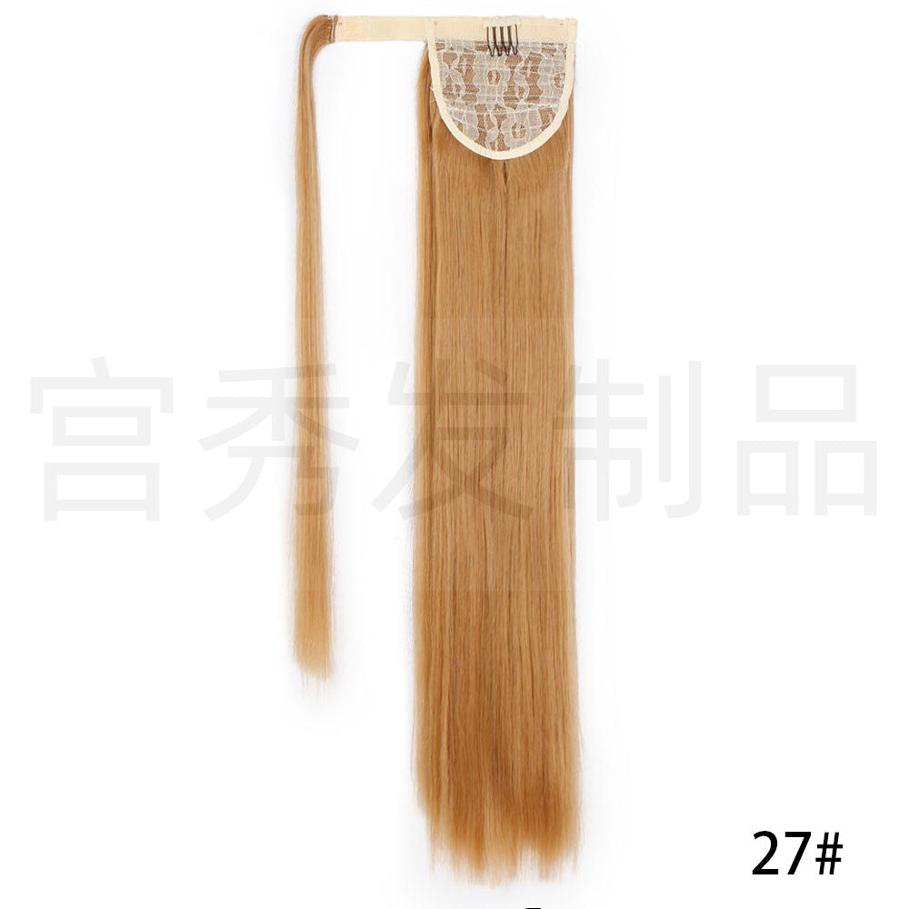 European And American Wig Ponytail Straight Hair Hair Extension Velcro Chemical Fiber Ponytail Female Fake Discovery Ponytail Hair - Afrotix