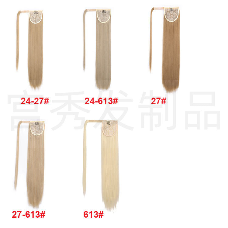 European And American Wig Ponytail Straight Hair Hair Extension Velcro Chemical Fiber Ponytail Female Fake Discovery Ponytail Hair - Afrotix